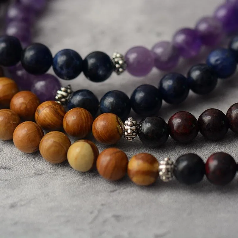 108 Mala Beads Amethyst Agate Jasper