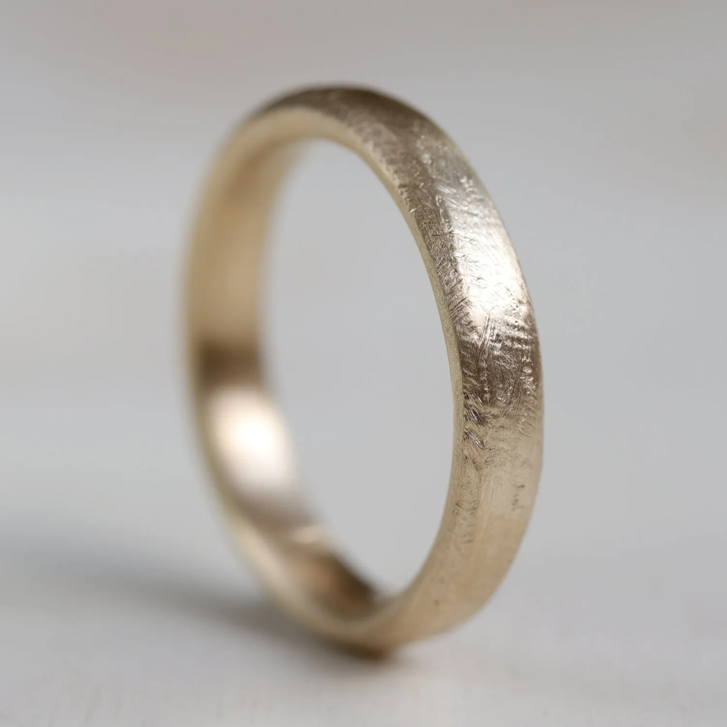 10k Yellow Gold 4mm Hand-Hewn Band