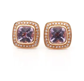 18CT Rose Gold Amethyst Diamond Earrings