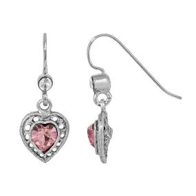 1928 Jewelry Antiqued Heart Crystal Drop Earrings