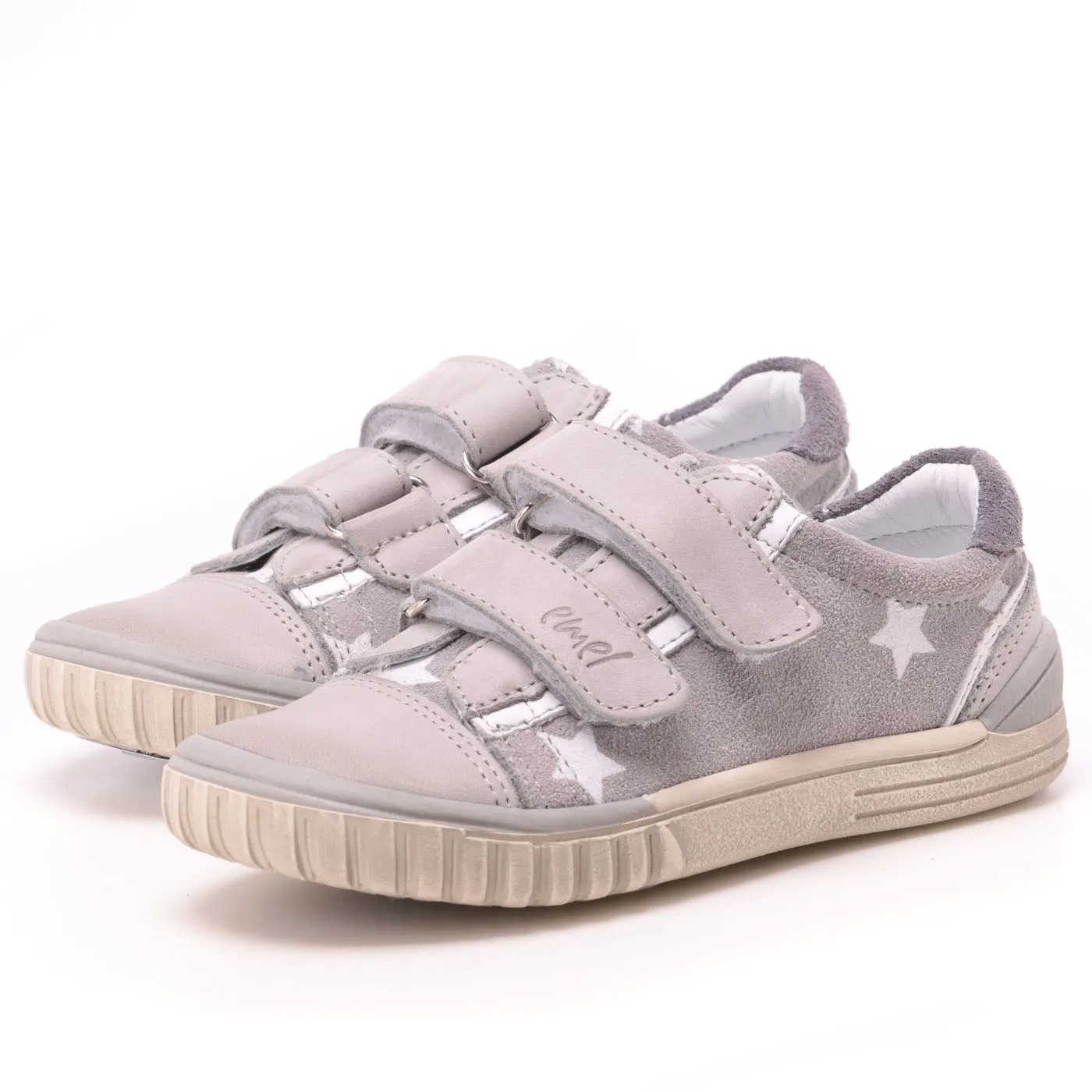 (2486-3) Emel grey Stars low Velcro Trainers