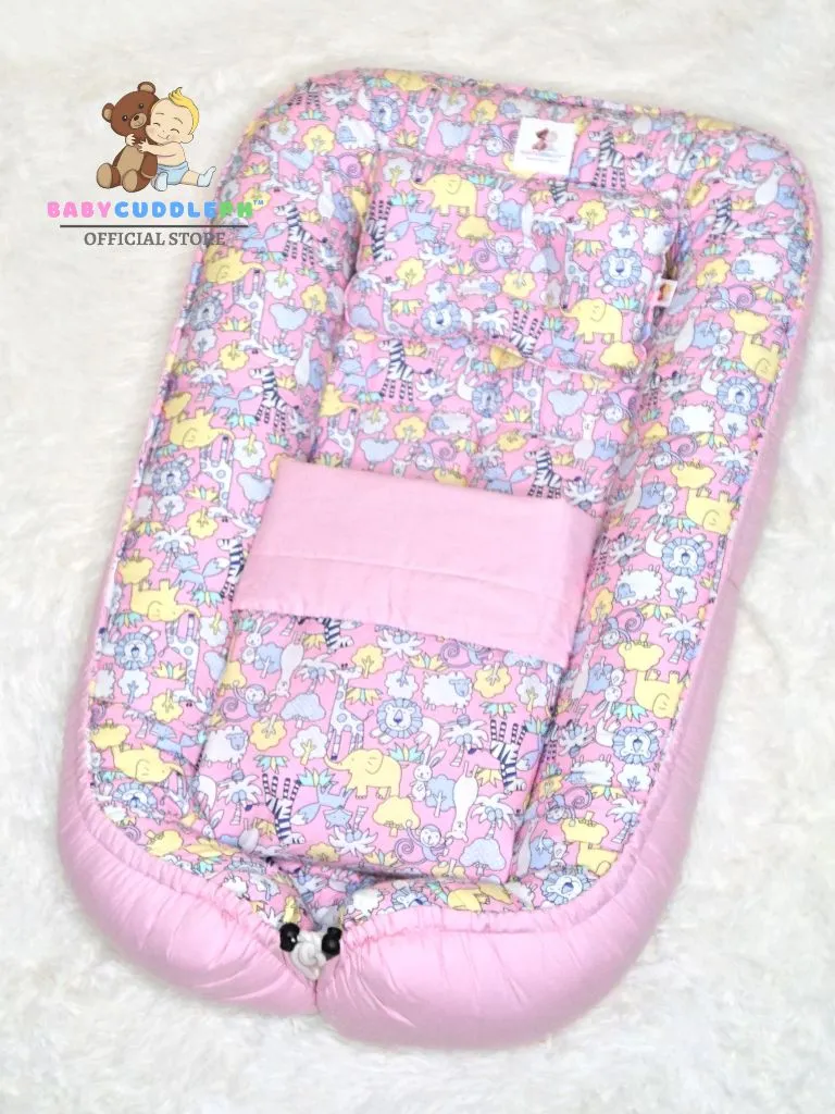 3 in 1 Babycuddle Bed Set - Animal Kingdom Pastel Pink