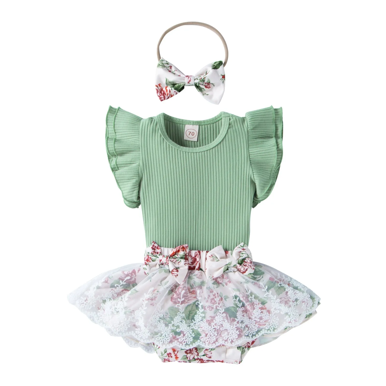 3-piece Baby Girl Floral Skirt Suit