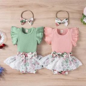 3-piece Baby Girl Floral Skirt Suit