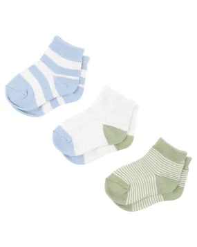 3 PK SOCKS - BLUES & GREENS