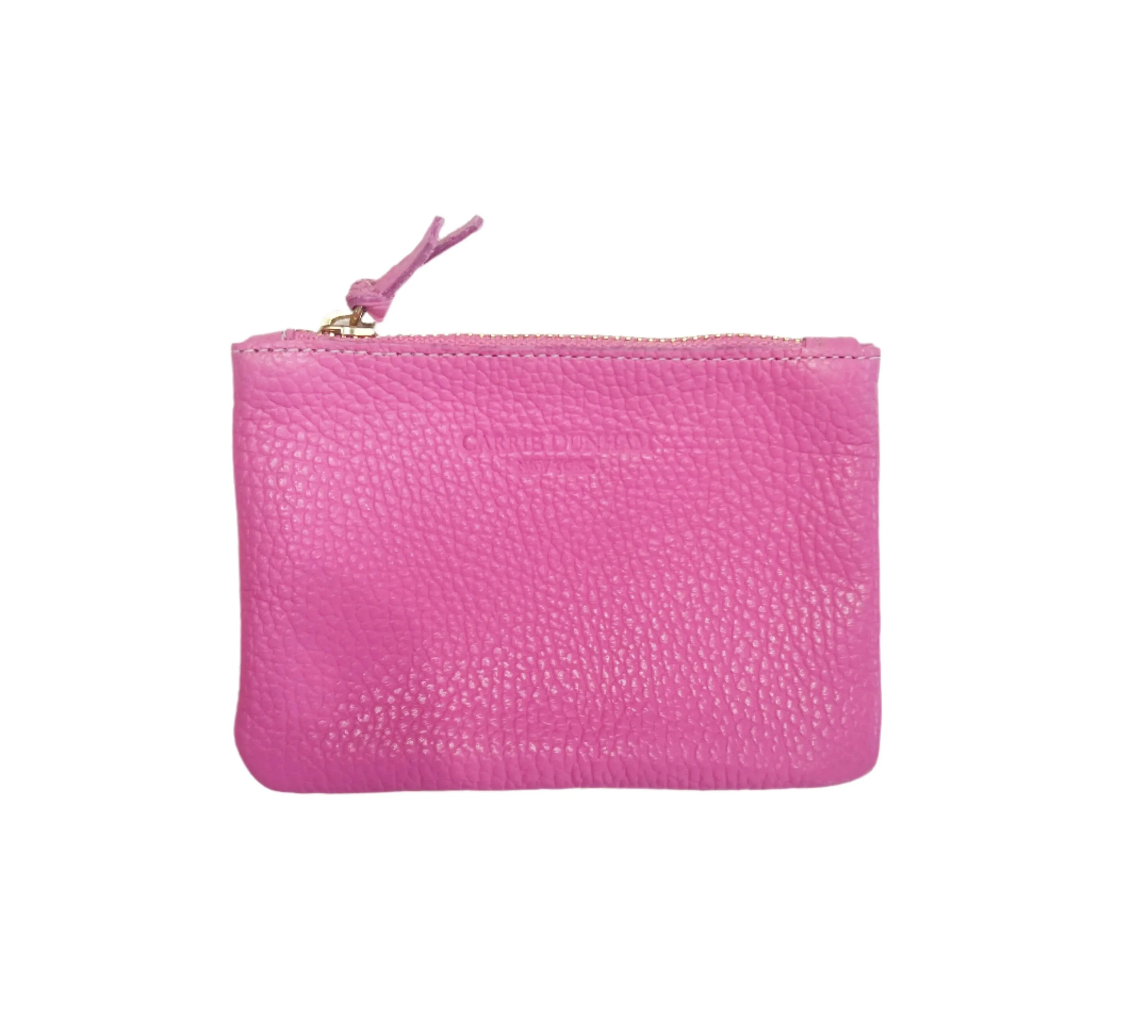 6x4 Medium Mini Bubblegum Pink Pebble Leather Zip Pouch