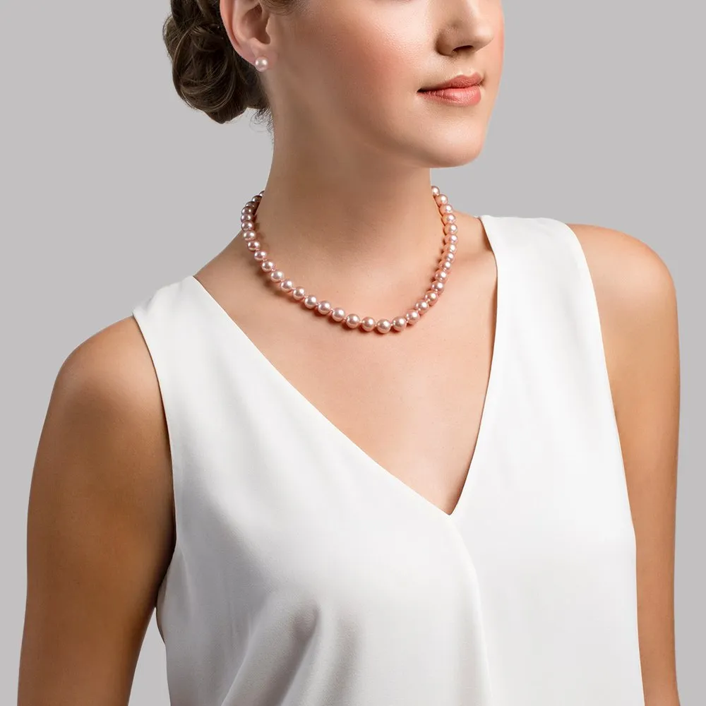 8.5-9.5mm Pink Freshwater Pearl Necklace - AAAA Quality