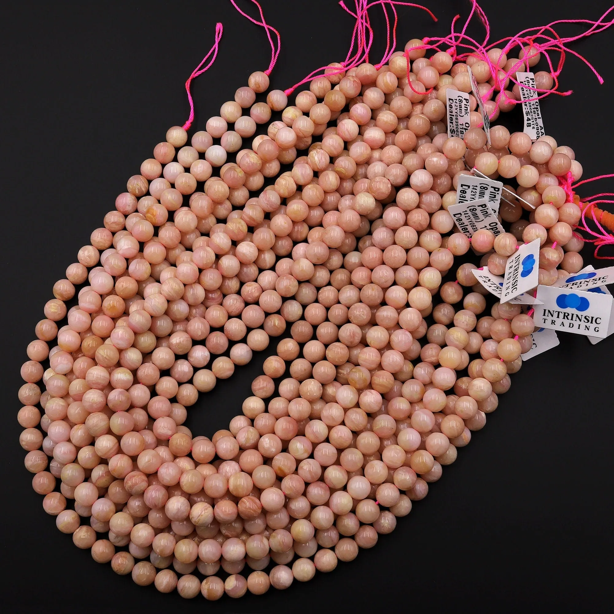 AA Natural Peruvian Peach Pink Opal 6mm 8mm 10mm Smooth Round Beads Gemstone 15.5" Strand