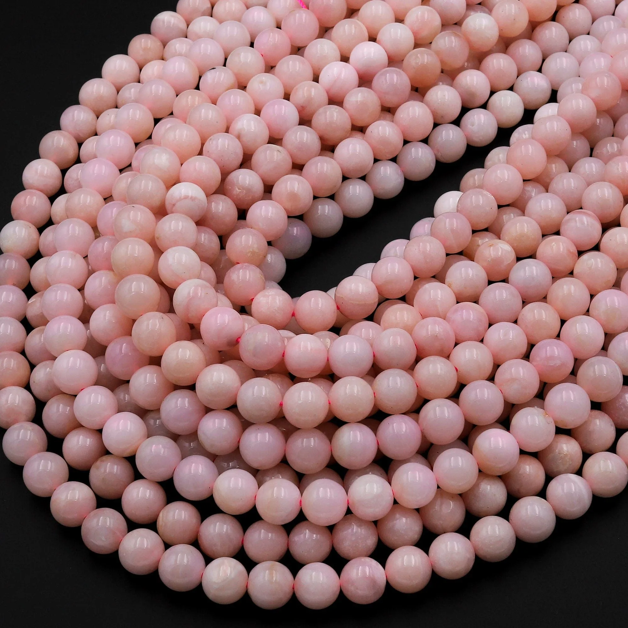 AA Natural Peruvian Soft Pink Opal 6mm 8mm 10mm 12mm 14mm Smooth Round Beads Gemstone 15.5" Strand