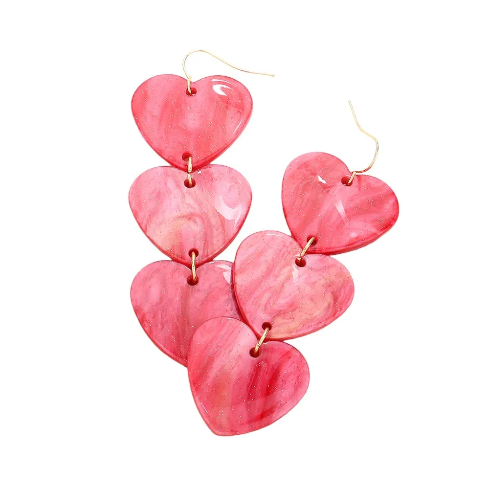 Acetate Heart Link Dropdown Earrings