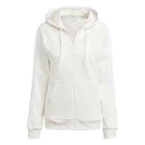 Adidas Women's sweatshirt with hood and full zip with 3 stripes IM0239 milk white