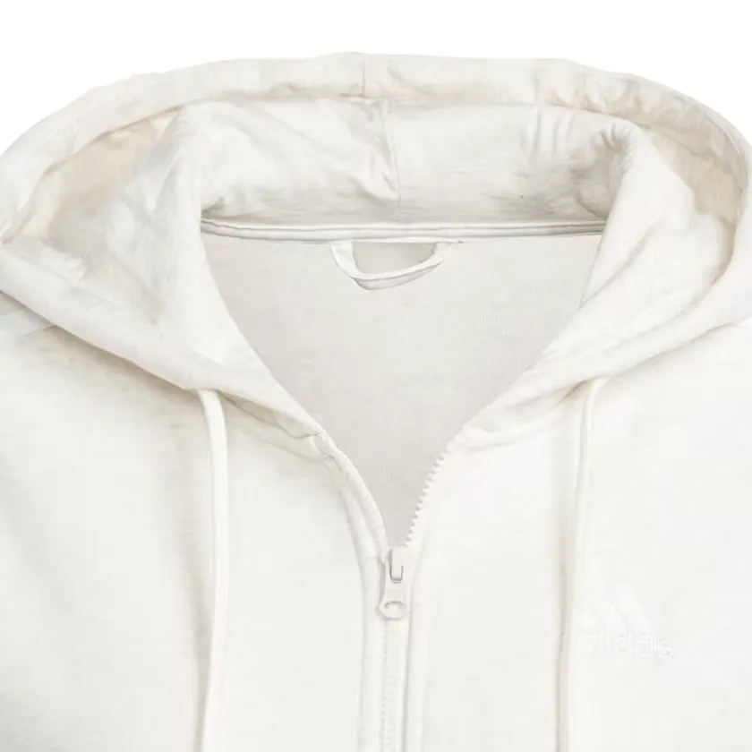 Adidas Women's sweatshirt with hood and full zip with 3 stripes IM0239 milk white