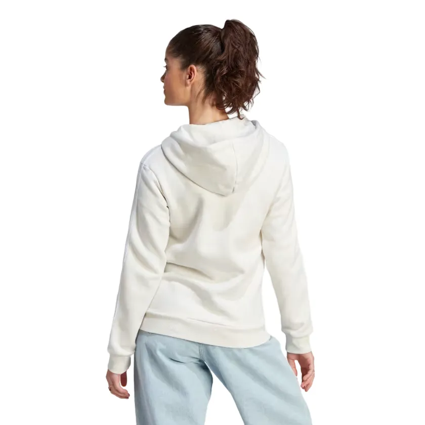 Adidas Women's sweatshirt with hood and full zip with 3 stripes IM0239 milk white