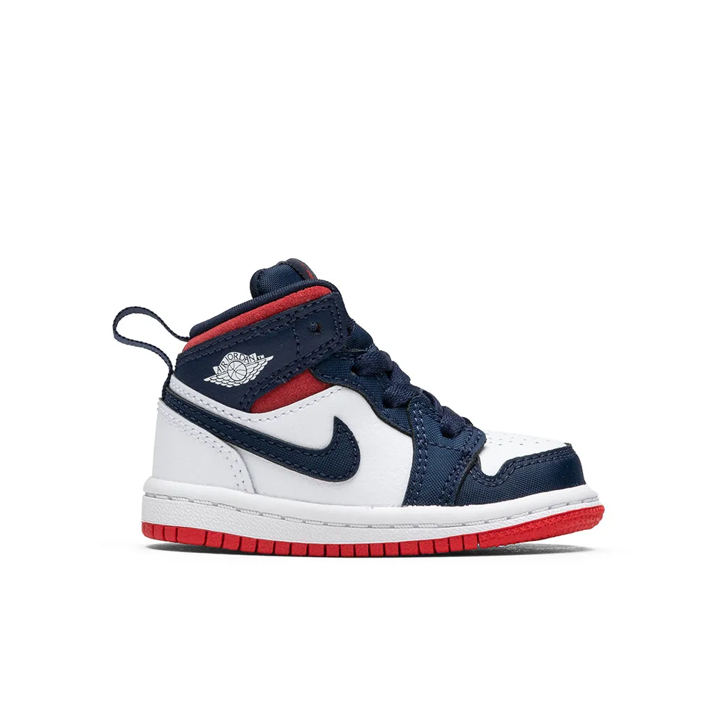 Air Jordan 1 Mid SE (TD) - White/University Red/Midnight Navy