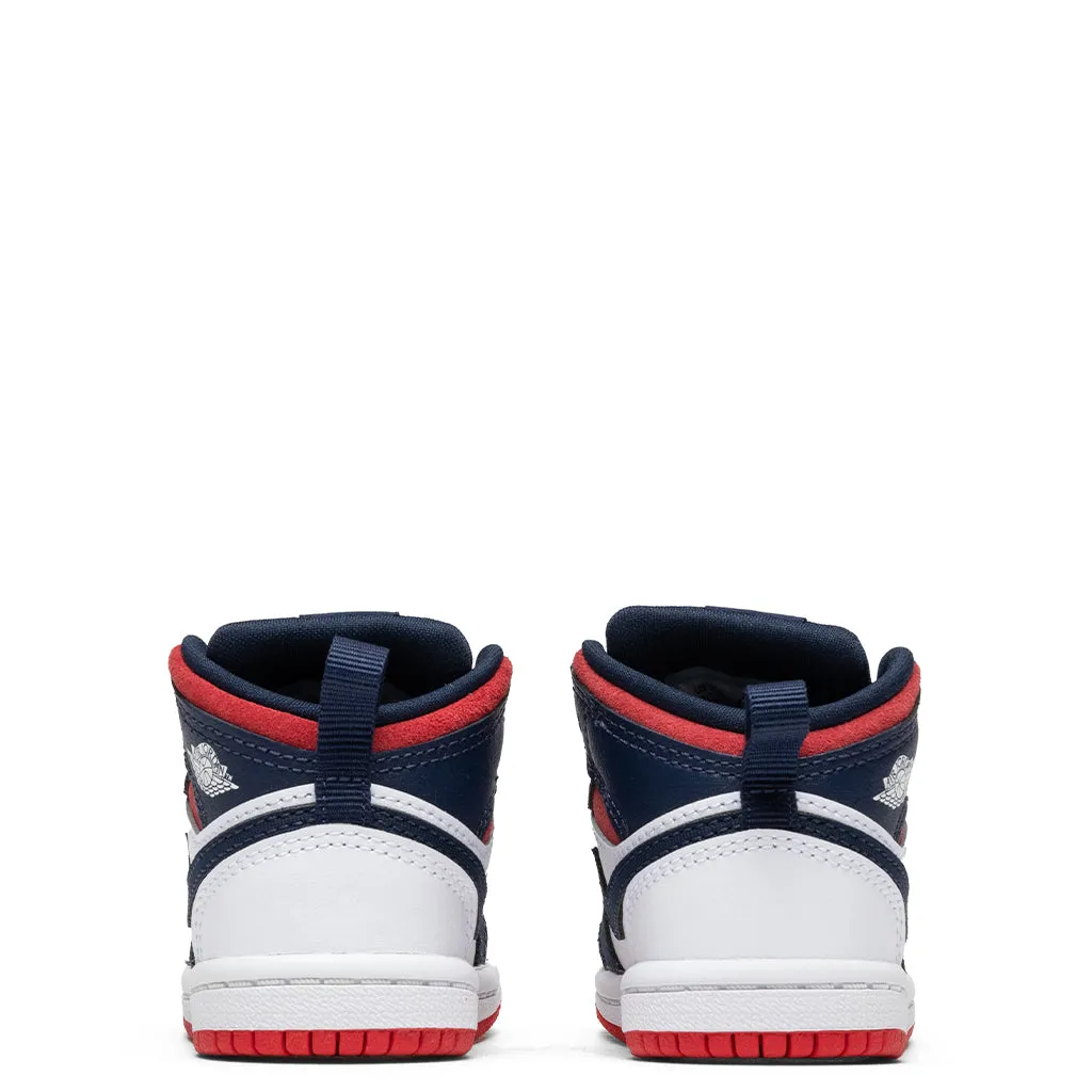 Air Jordan 1 Mid SE (TD) - White/University Red/Midnight Navy