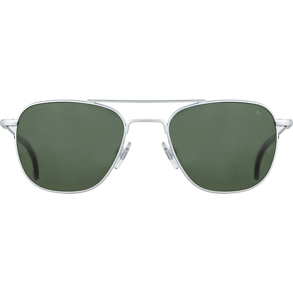 American Optical Big General Sunglasses | Silver/Polarized Glass Green