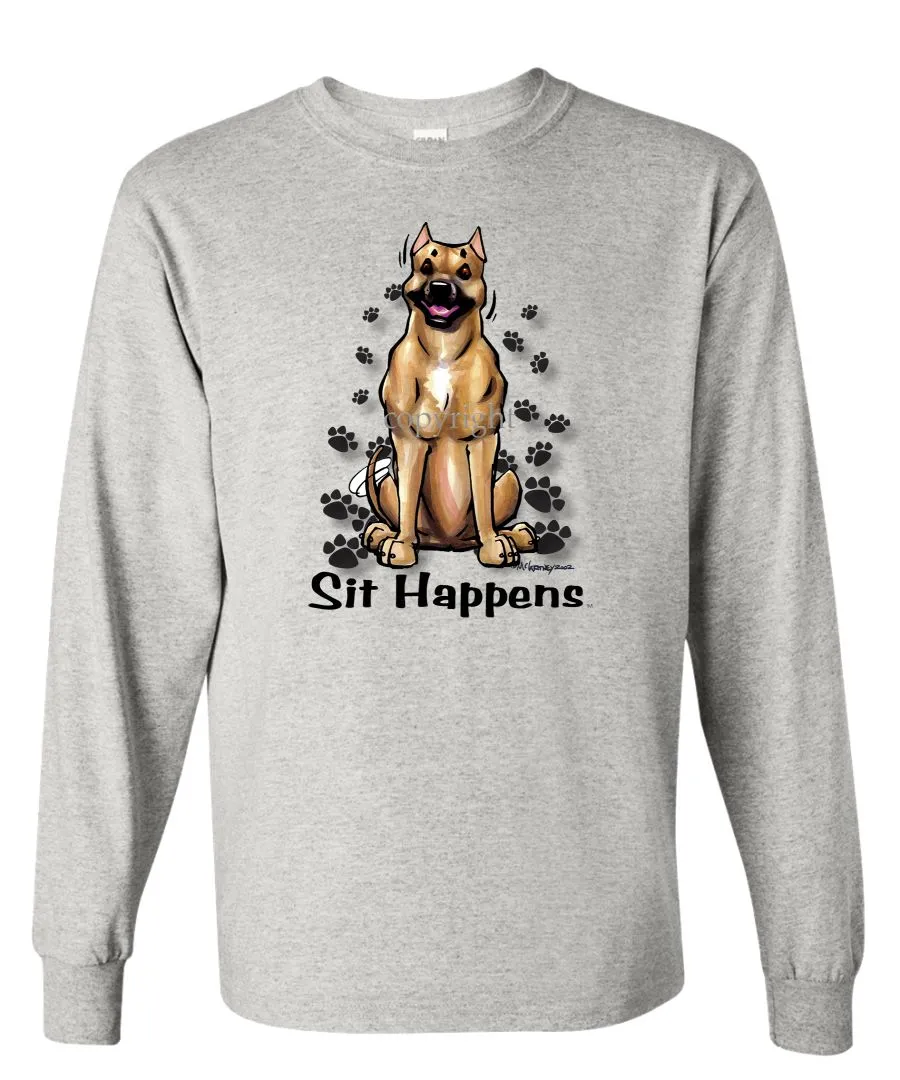 American Staffordshire Terrier - Sit Happens - Long Sleeve T-Shirt