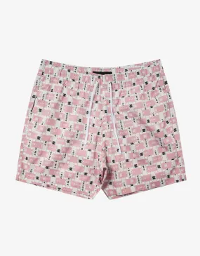 Amiri Pink Interweave Logo Print Swim Shorts