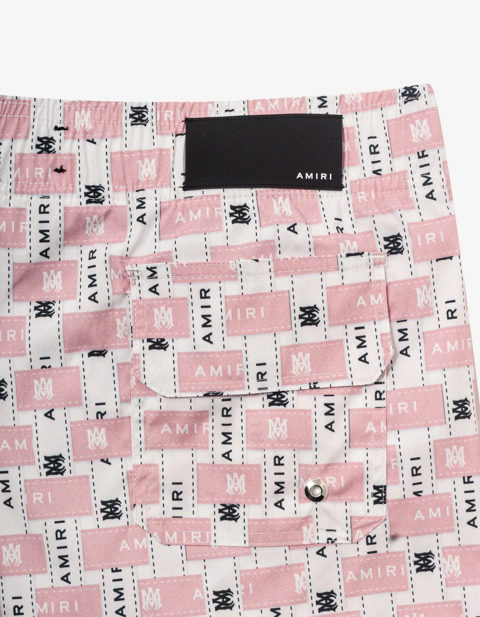 Amiri Pink Interweave Logo Print Swim Shorts