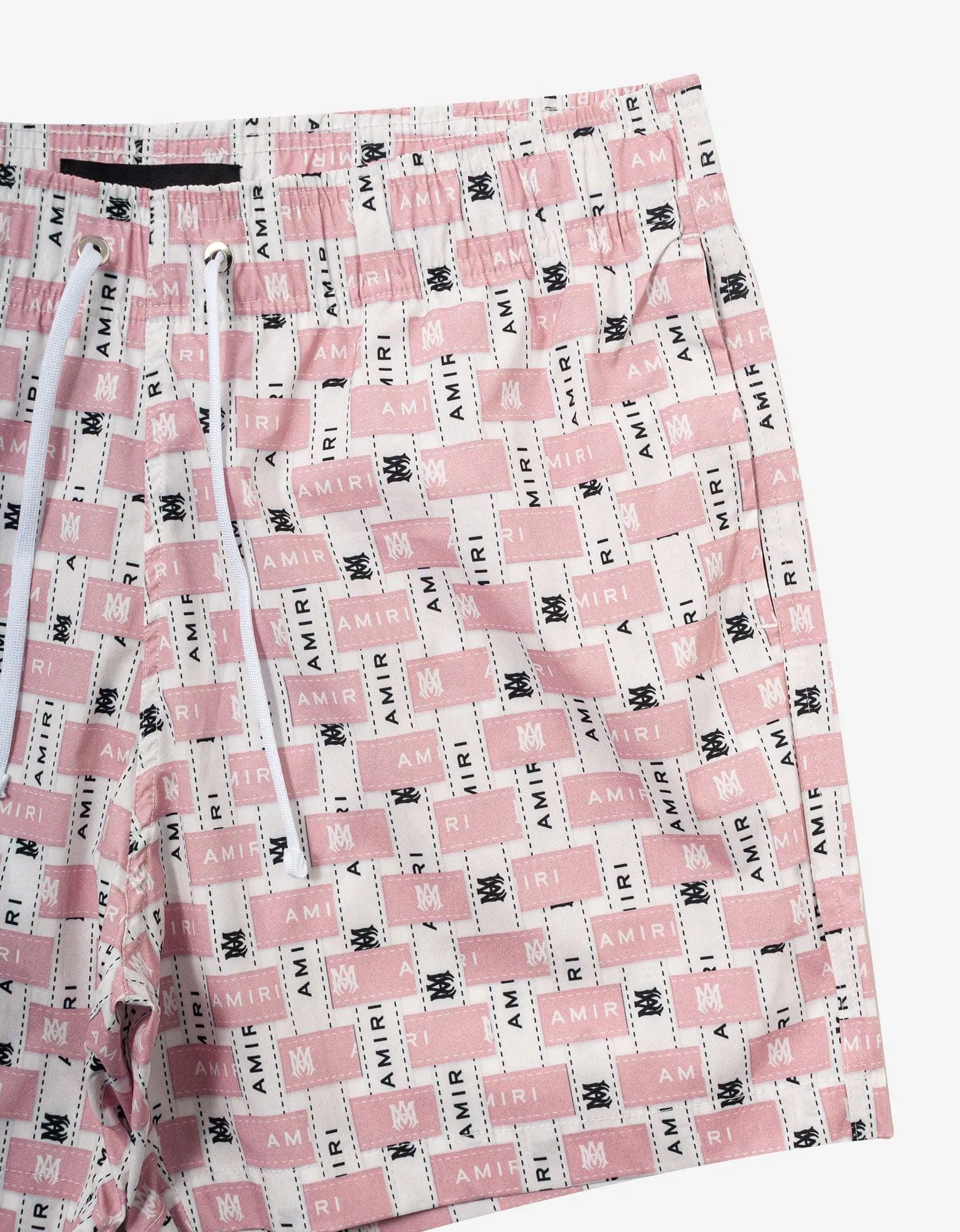 Amiri Pink Interweave Logo Print Swim Shorts