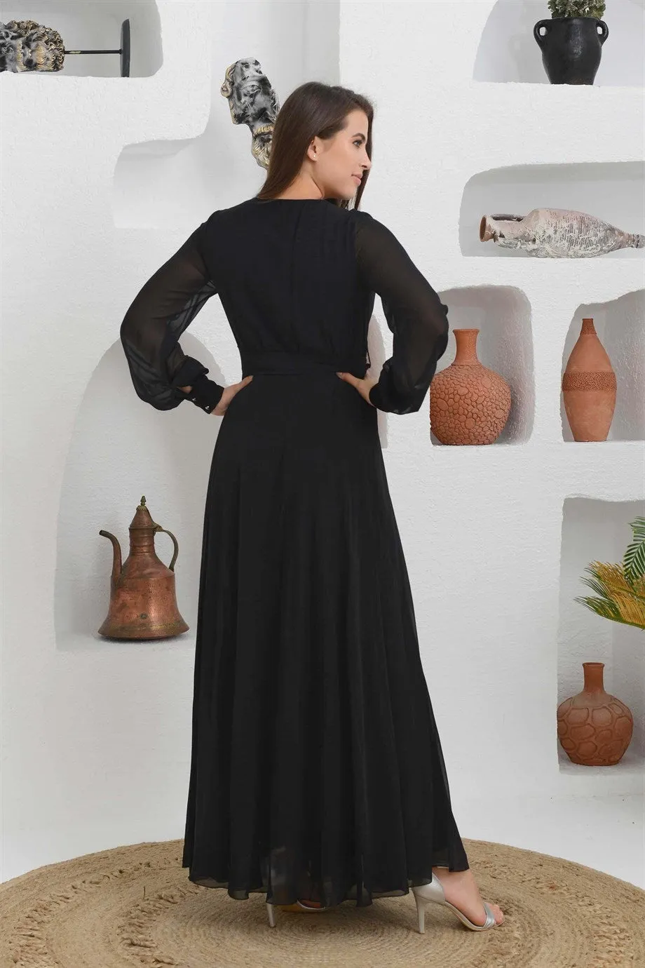 Angelino black chiffon cruiser long evening dresses