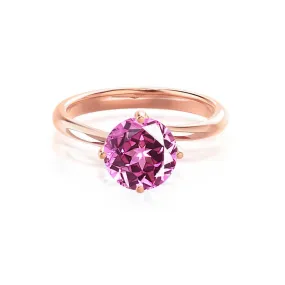 ANNORA - Chatham® Pink Sapphire 18k Rose Gold Twist Solitaire Ring