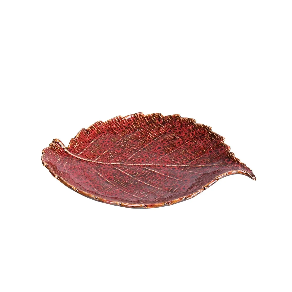 Autumn Red Stoneware Leaf Plate