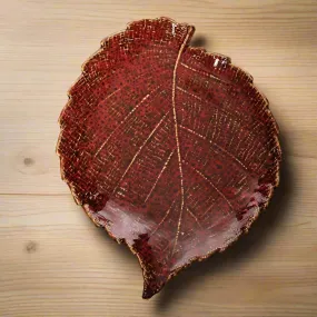 Autumn Red Stoneware Leaf Plate