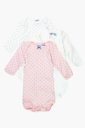 Baby Onesie Petit Bateau 3-Pack Long-Sleeve - Pink