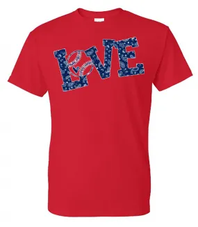 Baseball Love Bandana Print Tee - Red Short Sleeve Tee