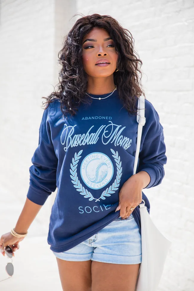 Baseball Mom Society Navy Oversized Graphic Sweatshirt