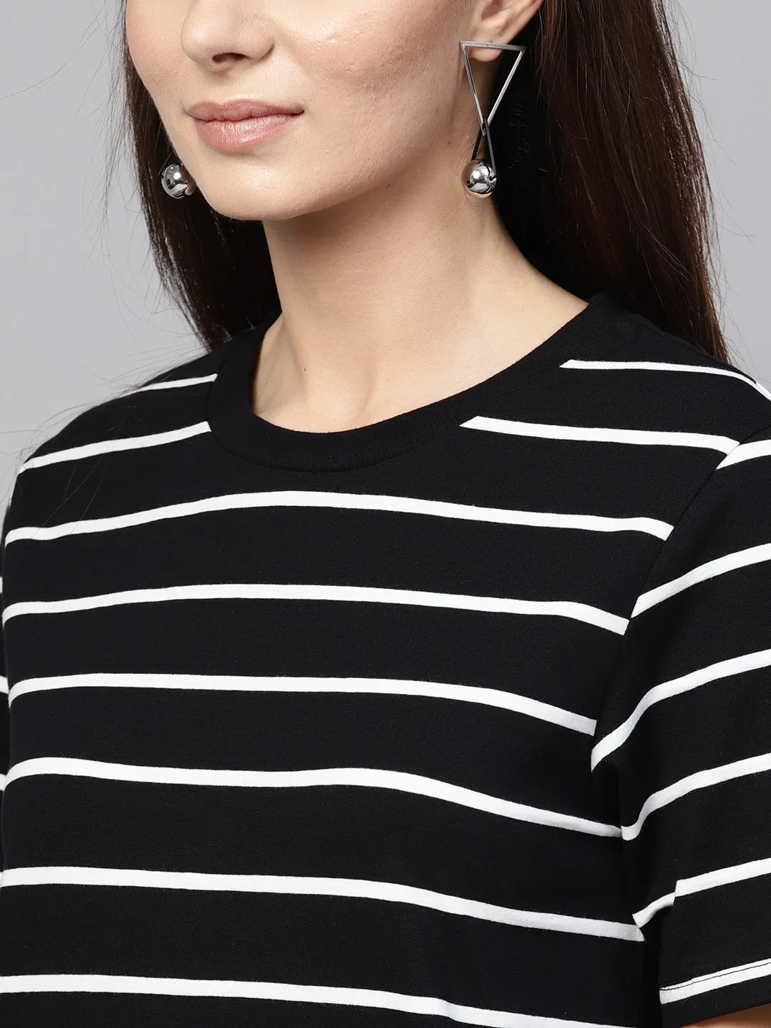 Black White Stripe Shift Dress