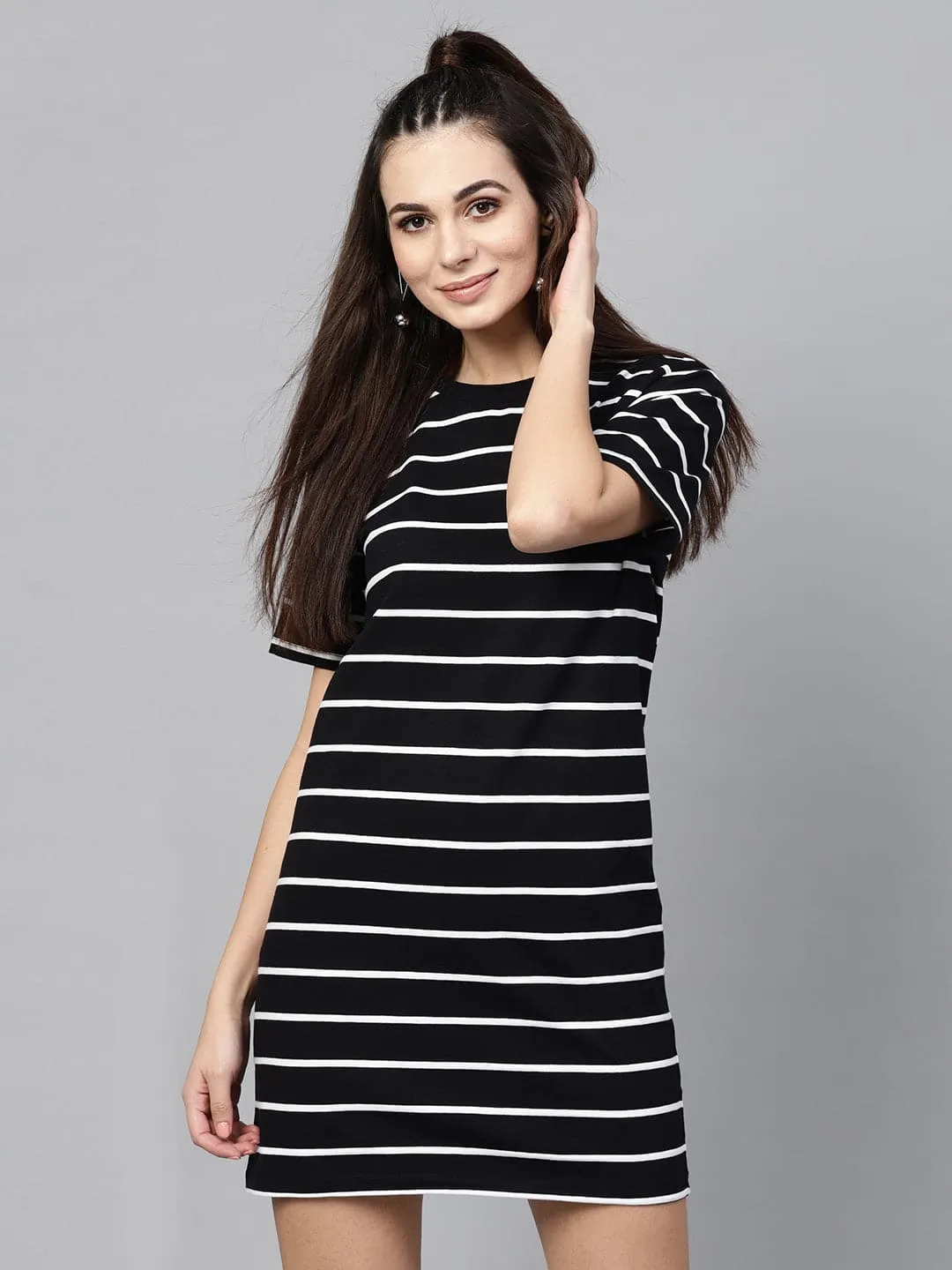 Black White Stripe Shift Dress