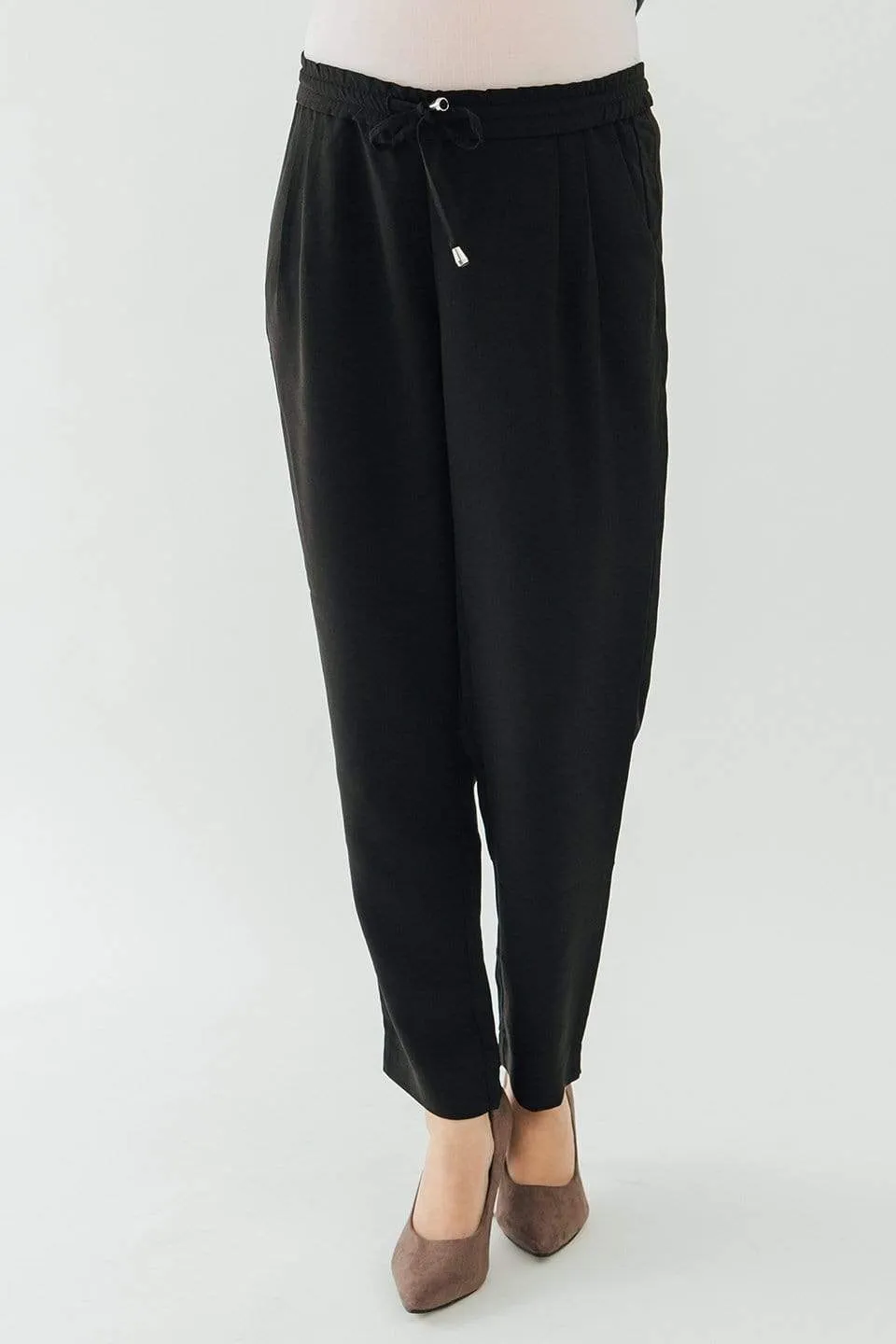 Bove Chavela Drawstring Semi-baggy Maternity Pants Black