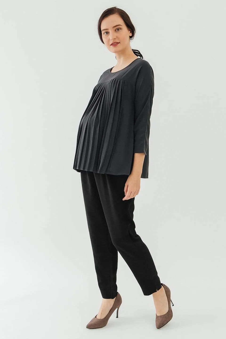 Bove Chavela Drawstring Semi-baggy Maternity Pants Black