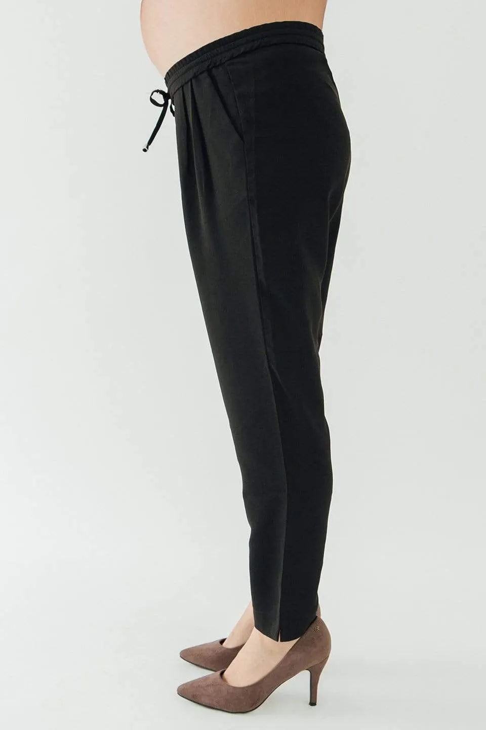 Bove Chavela Drawstring Semi-baggy Maternity Pants Black