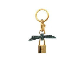 Bow and Padlock Keyring/Bag Charm - Orinoco 'Croc' Print - Dark Green