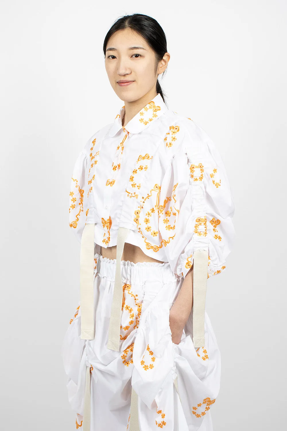 Bow Wreath Slider Shirt White/Clementine