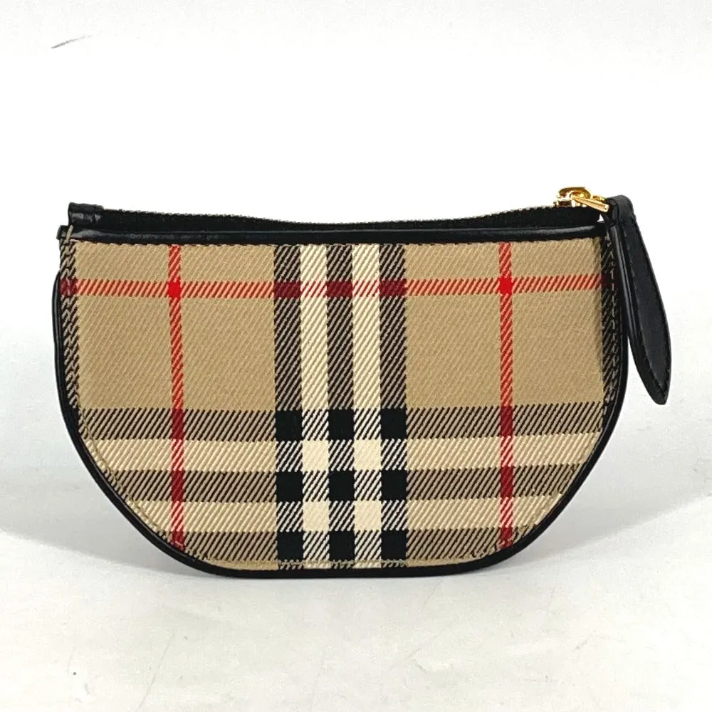 BURBERRY Coin case 8045031 Leather / canvas beige Coin Pocket Wallet Olympia Women Used Authentic