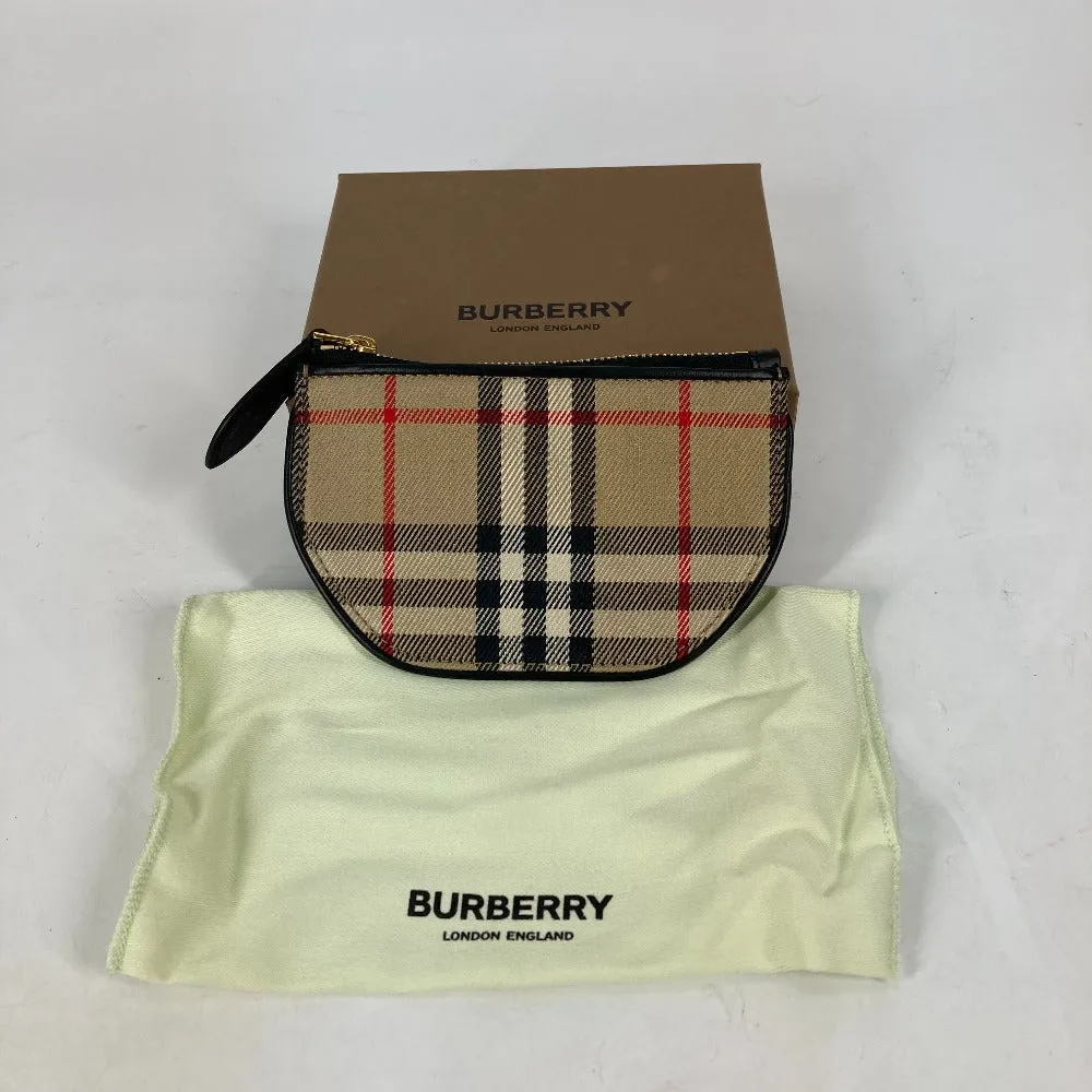 BURBERRY Coin case 8045031 Leather / canvas beige Coin Pocket Wallet Olympia Women Used Authentic