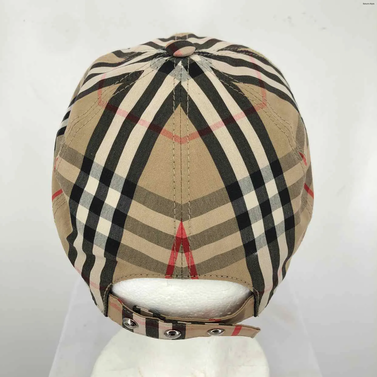 BURBERRY Tan Black & Red Plaid Cap SMALL (S) Hat