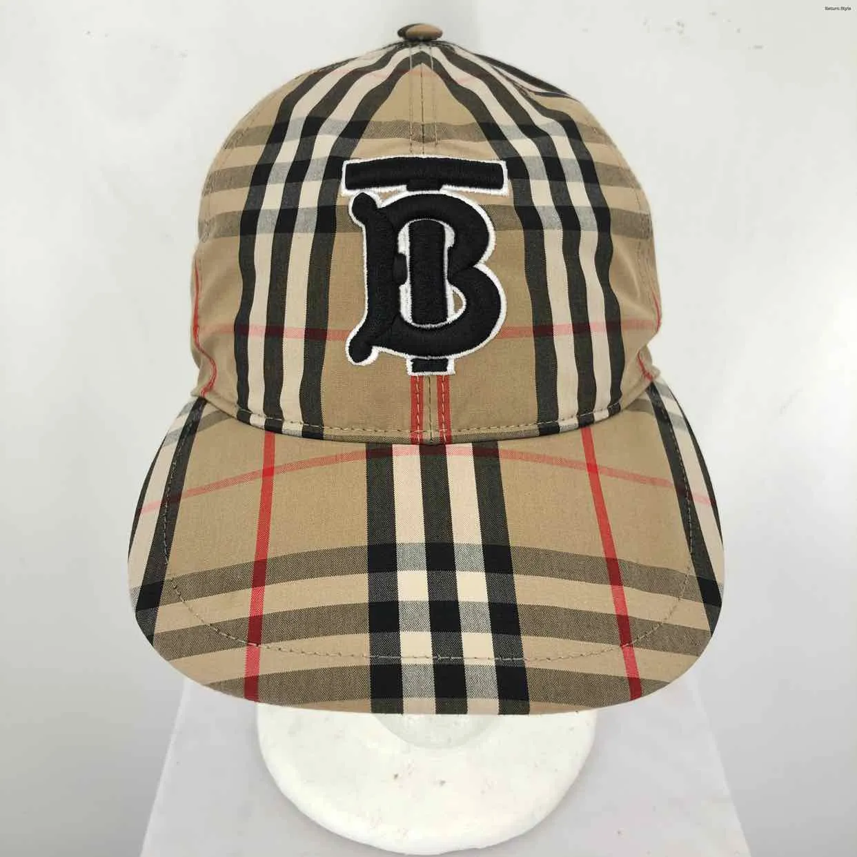 BURBERRY Tan Black & Red Plaid Cap SMALL (S) Hat