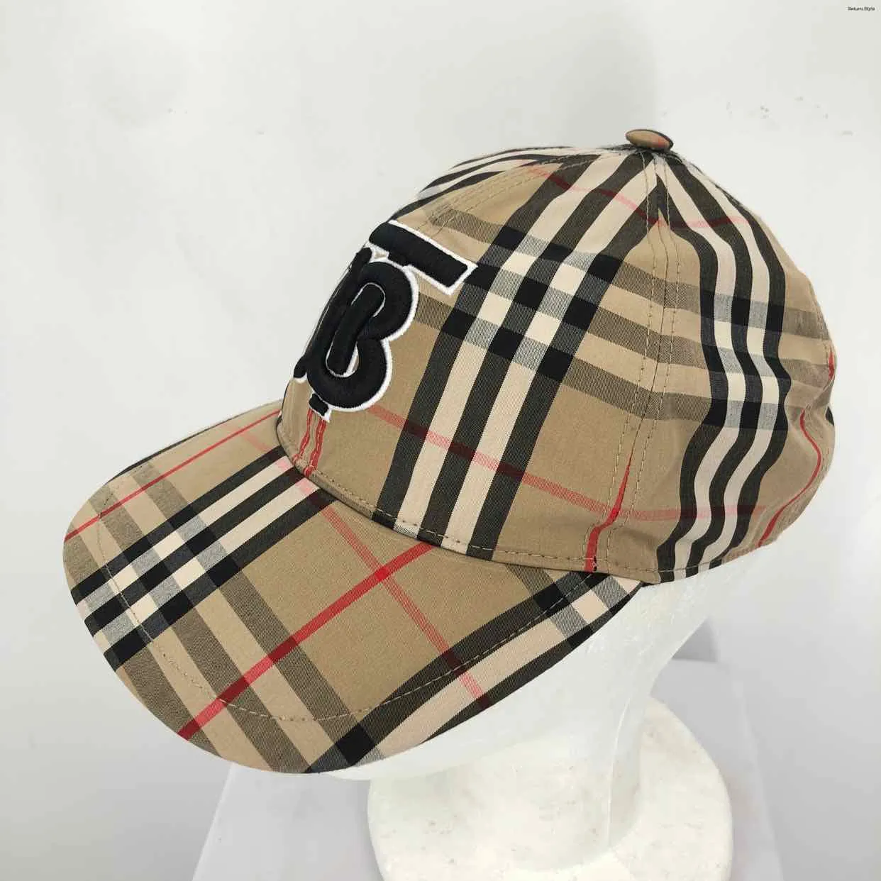 BURBERRY Tan Black & Red Plaid Cap SMALL (S) Hat