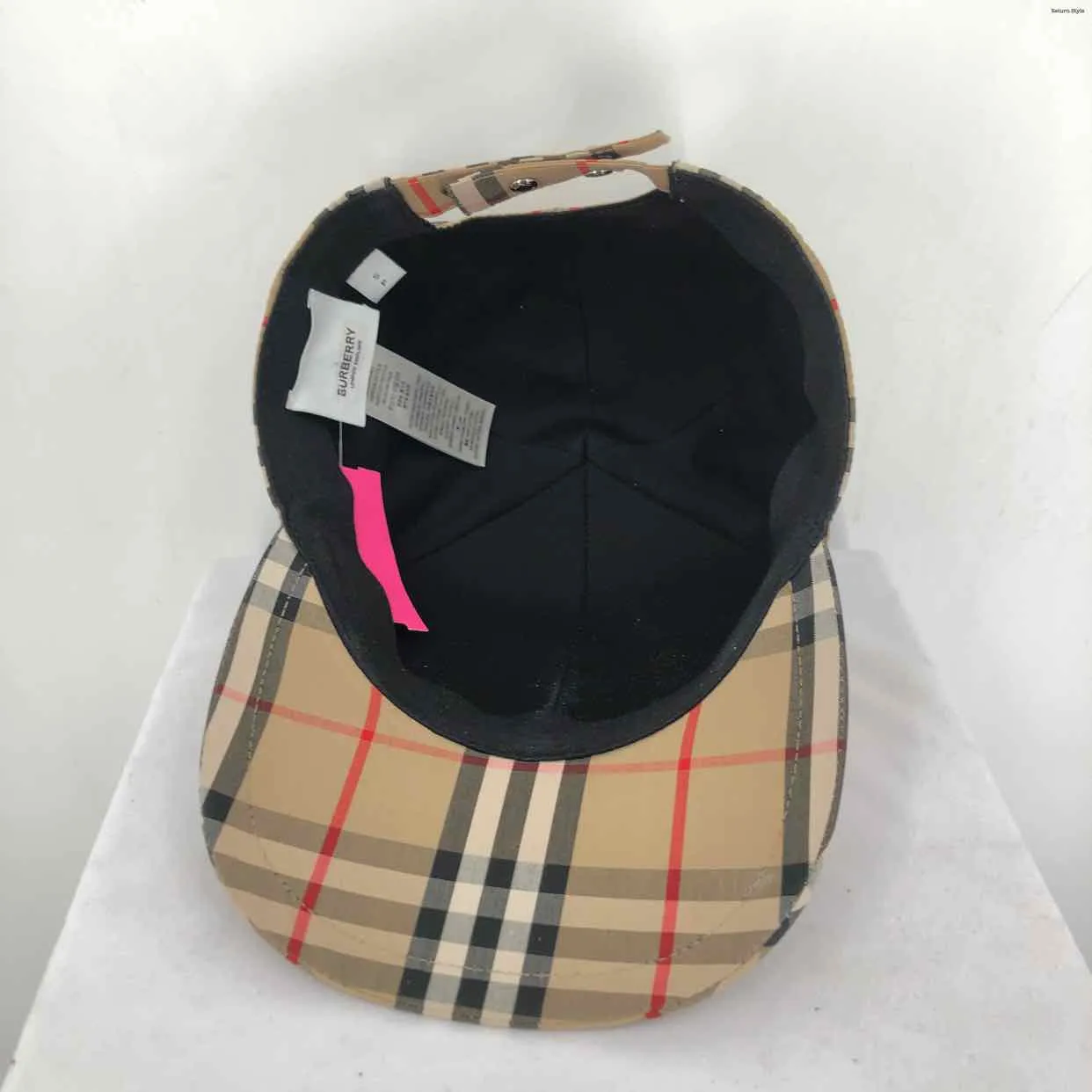 BURBERRY Tan Black & Red Plaid Cap SMALL (S) Hat