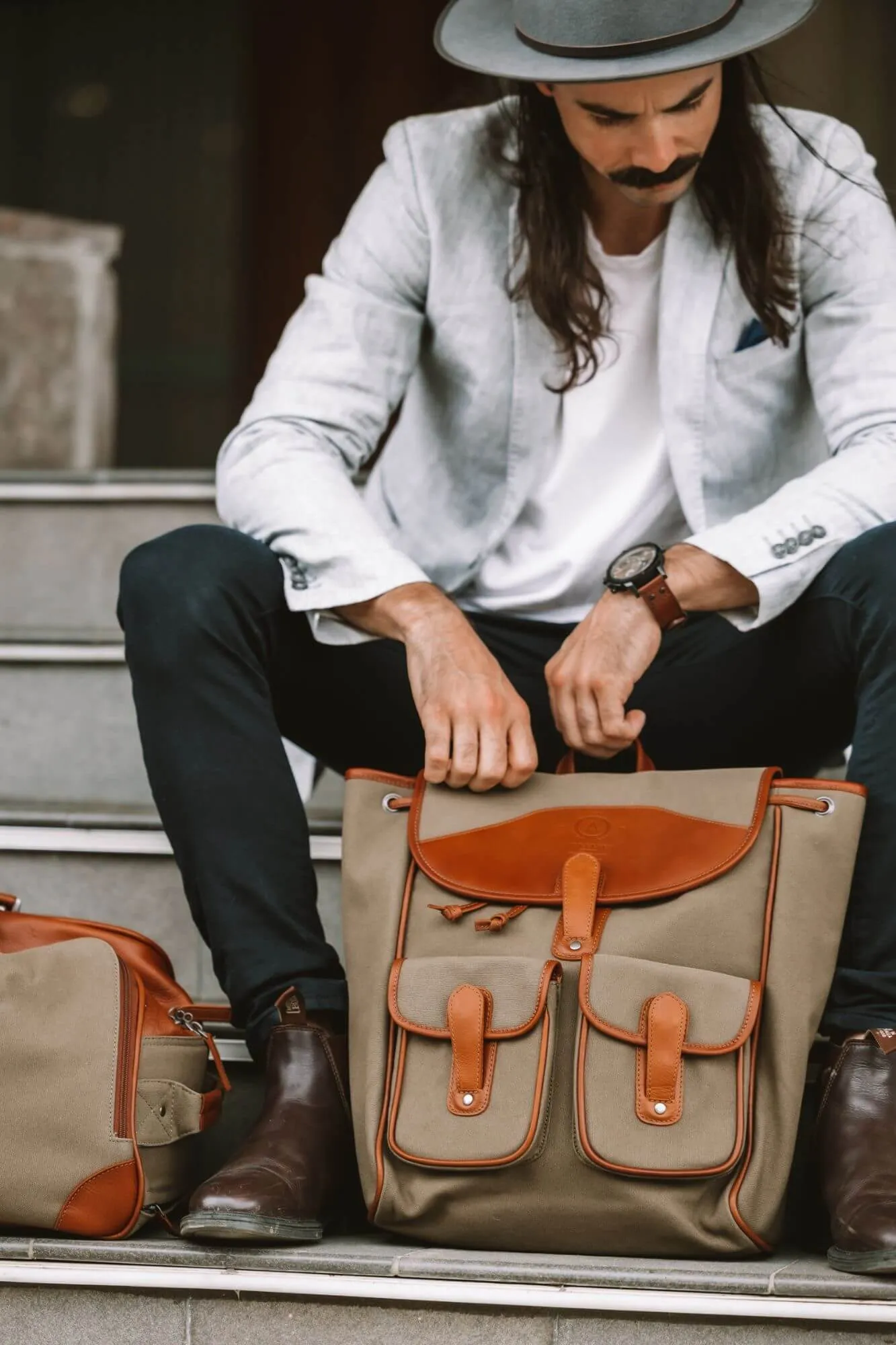 Byron Canvas and Leather Backpack