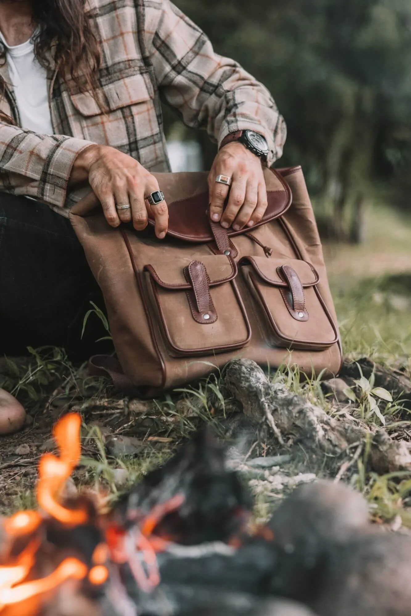 Byron Canvas and Leather Backpack