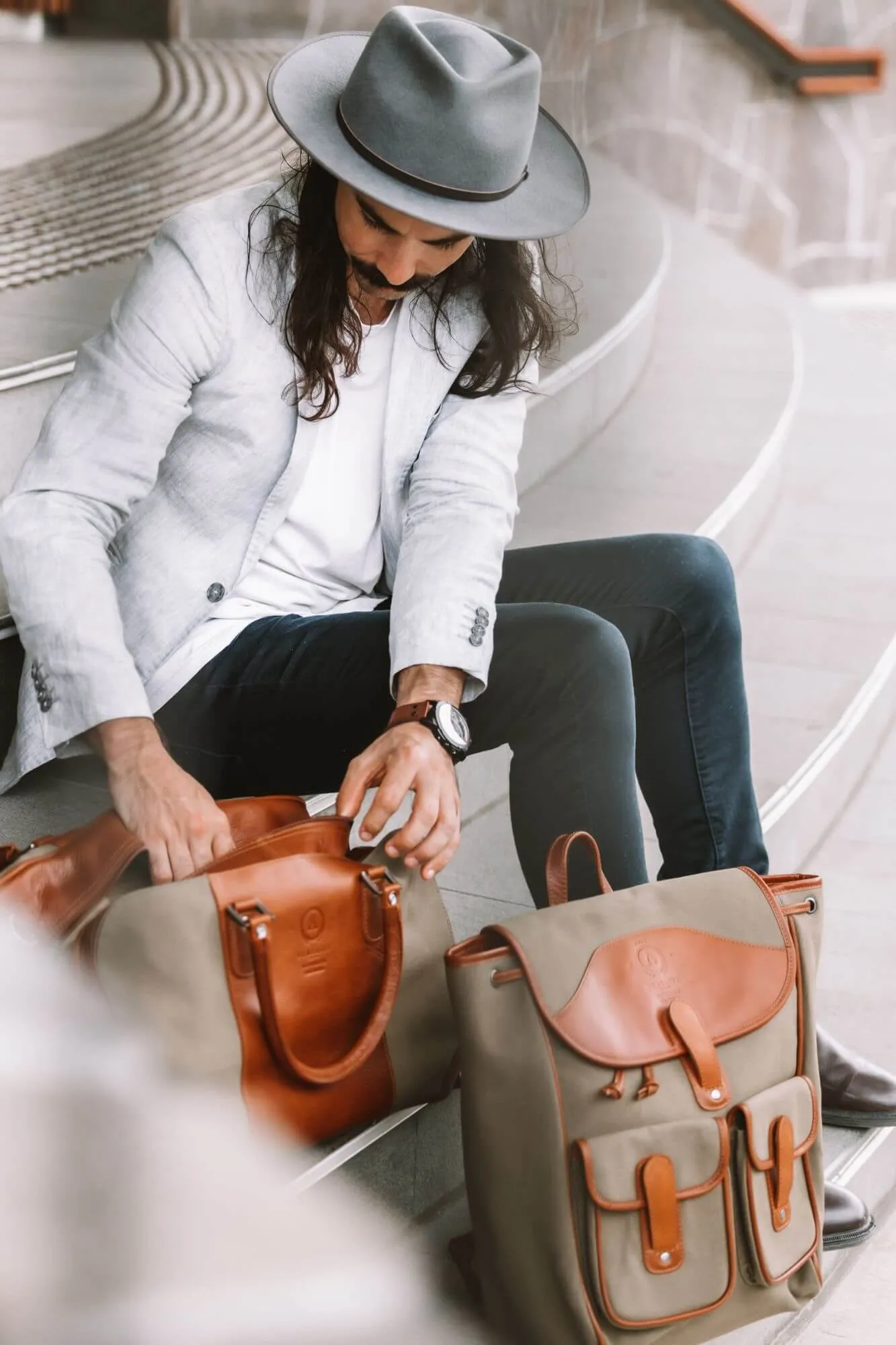 Byron Canvas and Leather Backpack