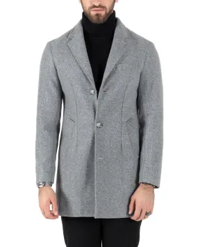 Cappotto Monopetto Uomo Giacca Colletto Reverse Giaccone Tinta Unita Grigio Baronetto Elegante GIOSAL-CO1003A