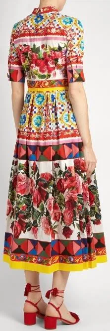 'Carretto' Printed Button-Embellished Dress