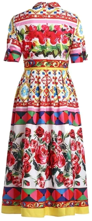 'Carretto' Printed Button-Embellished Dress